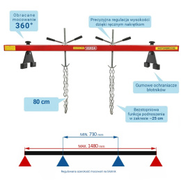 BELKA DO PODWIESZANIA SILNIKA TRAWERS 500KG CZERWONA SN0301-1